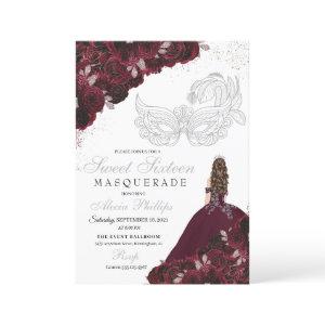 Burgundy & Silver Glitter Sweet 16 Masquerade