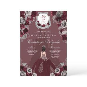 Burgundy Silver Princess Castle Quinceañera