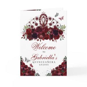 Burgundy & Silver Tiara Quinceanera Program