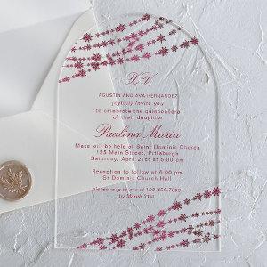Burgundy Snowflakes Winter Quinceañera Acrylic