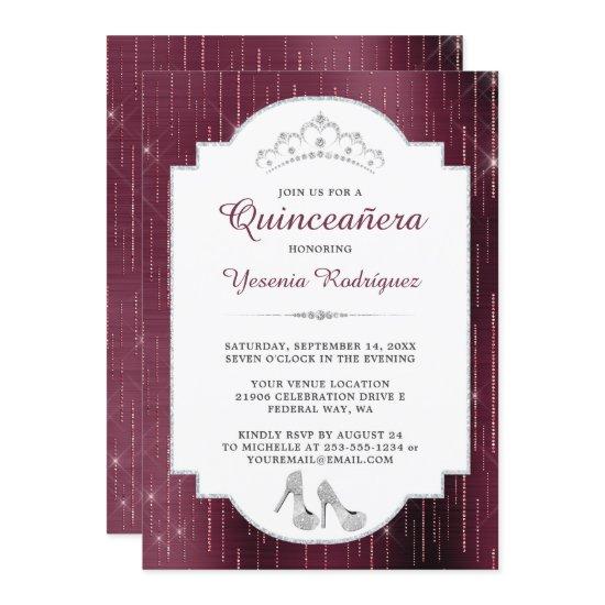 Burgundy Sparkle Diamond Tiara Quinceañera
