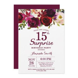 Burgundy Surprise Floral 15th Birthday Party