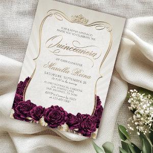 Burgunrdy Gold Quinceañera