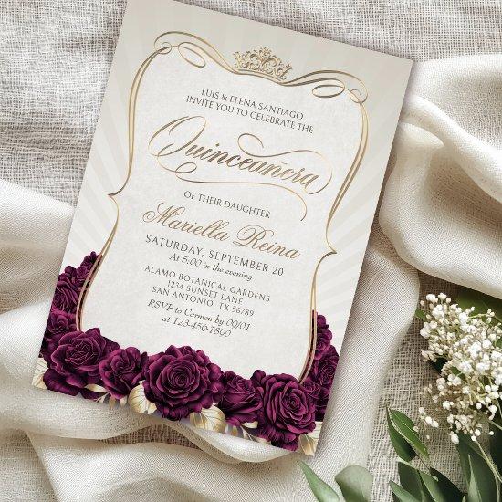 Burgunrdy Gold Quinceañera