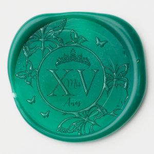 Butterflies Crown Quinceañera Mis XV Años Logo  Wax Seal Sticker