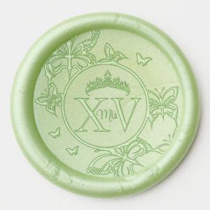 Butterflies Crown Quinceañera Mis XV Logo  Wax Seal Sticker