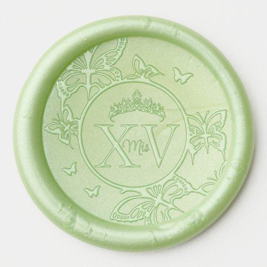 Butterflies Crown Quinceañera Mis XV Logo  Wax Seal Sticker