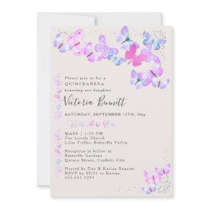 Butterflies Silver Confetti Quinceanera and Mass
