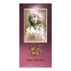 BUTTERFLY AMETHYST PINK ,red purple Card