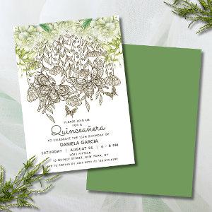 Butterfly Bloom Watercolor Rose Quinceañera