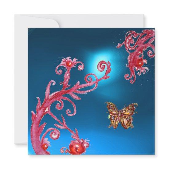 BUTTERFLY  BLUE SAPPHIRE bright pink,red