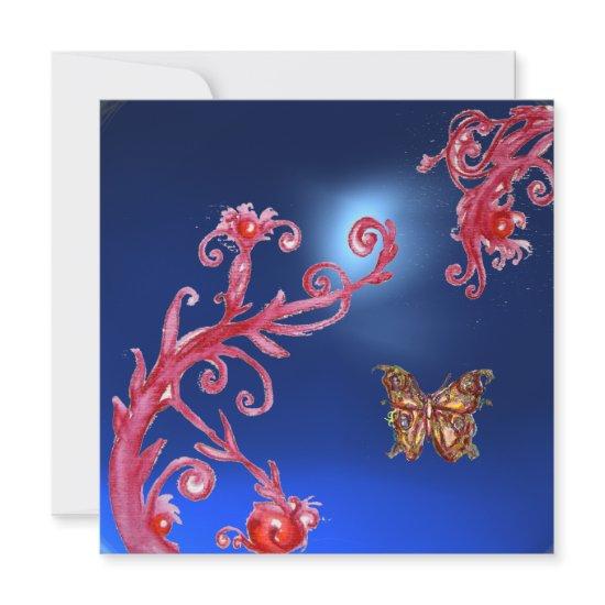 BUTTERFLY  BLUE SAPPHIRE bright pink,red