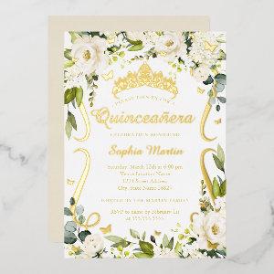 Butterfly Champagne Floral Gold Quinceanera   Foil