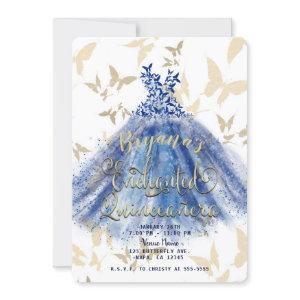 Butterfly Dance Blue Dress & Gold Quinceañera 15