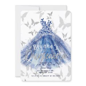 Butterfly Dance Blue Dress Silver Quinceañera 15
