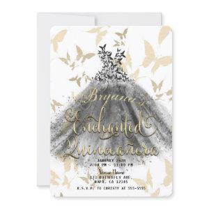 Butterfly Dance Dress Black Gold Quinceañera 15