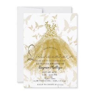 Butterfly Dance Gold Sparkle Dress Quinceañera