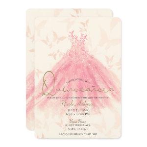 Butterfly Dance Peach Sparkle Dress Quinceañera