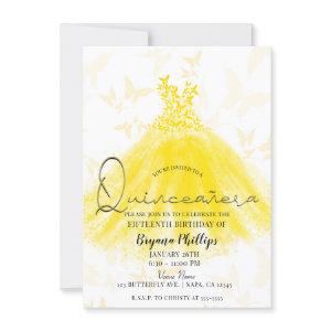 Butterfly Dance Yellow Sparkle Dress Quinceañera