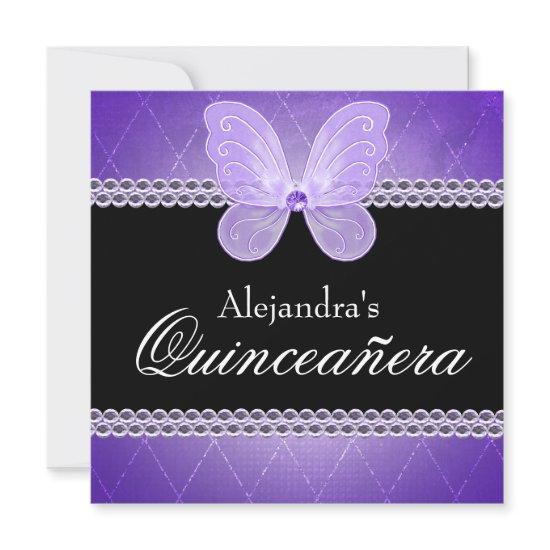 Butterfly Diamonds Purple Quinceanera