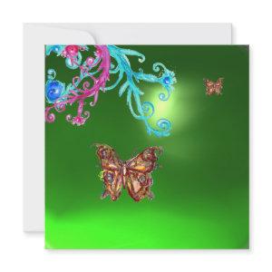 BUTTERFLY EMERALD , green blue bright pink purple
