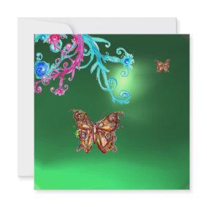 BUTTERFLY EMERALD , green blue bright pink purple