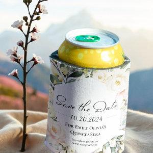 Butterfly Floral Frame Quinceanera Save The Date Can Cooler
