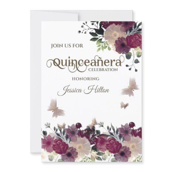 Butterfly floral garden Quinceañera green