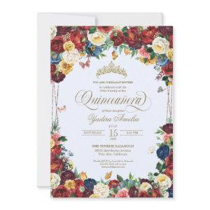 Butterfly Floral Watercolor Blue Quinceañera
