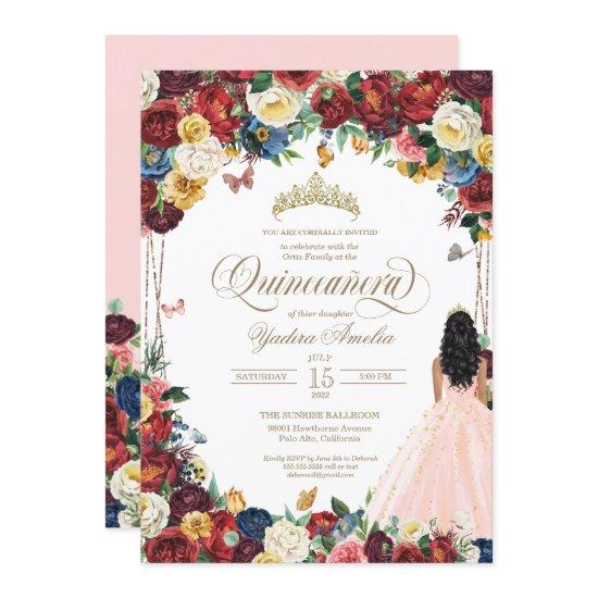 Butterfly Garden Blush Pink Floral Quinceanera