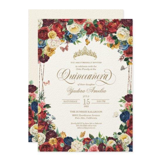 Butterfly Garden Colorful Floral Quinceanera