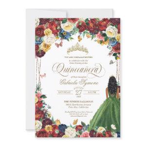 Butterfly Garden Green Gown Floral Quinceanera  In