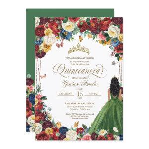 Butterfly Garden Green Gown Royal Red Quinceanera