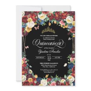 Butterfly Garden Watercolor Floral Quinceanera Inv