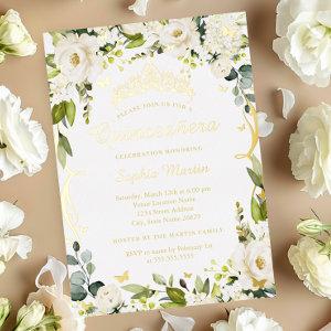 Butterfly Gold Champagne Floral Quinceanera   Foil