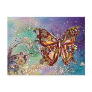 BUTTERFLY IN GOLD SPARKLES POSTCARD