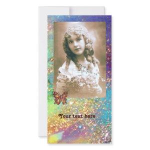 BUTTERFLY IN SPARKLES bright purple pink blue gold