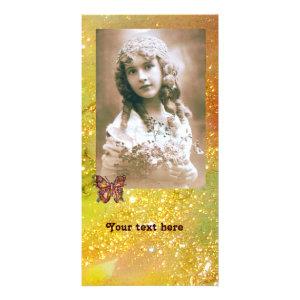BUTTERFLY IN SPARKLES bright red orange yellow Card