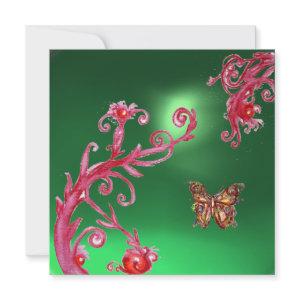 BUTTERFLY  JADE GREEN bright pink,red