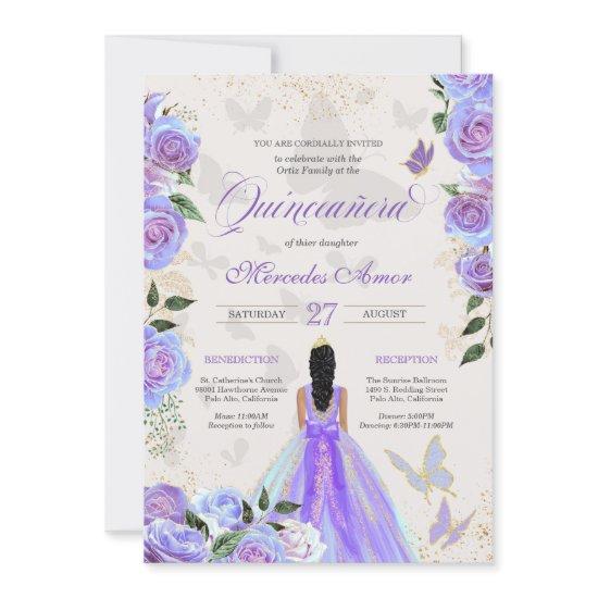 Butterfly Mariposa Iridescent Purple Quinceanera