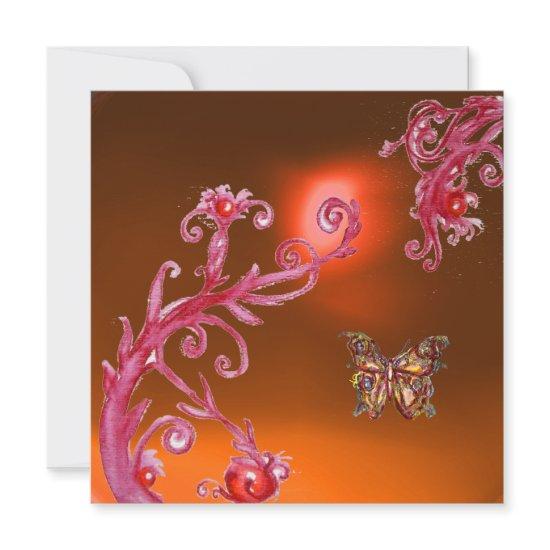 BUTTERFLY ORANGE AGATE bright pink,red yellow