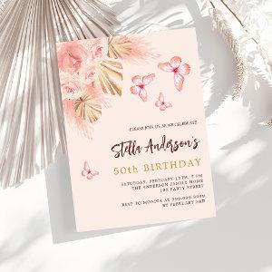 Butterfly pampas grass pink rose luxury birthday