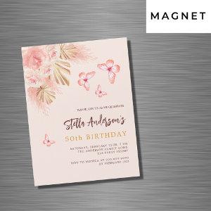Butterfly pampas grass pink rose luxury birthday magnetic