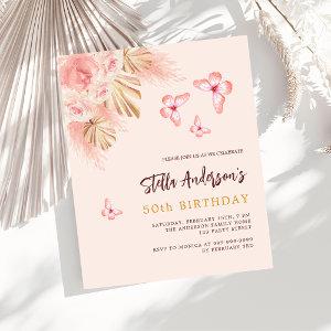 Butterfly pampas rose budget birthday