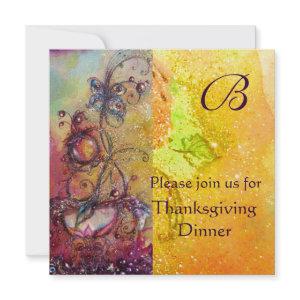 BUTTERFLY PLANT MONOGRAM Thanksgiving Dinner Gold