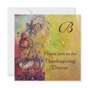 BUTTERFLY PLANT MONOGRAM Thanksgiving Dinner Gold