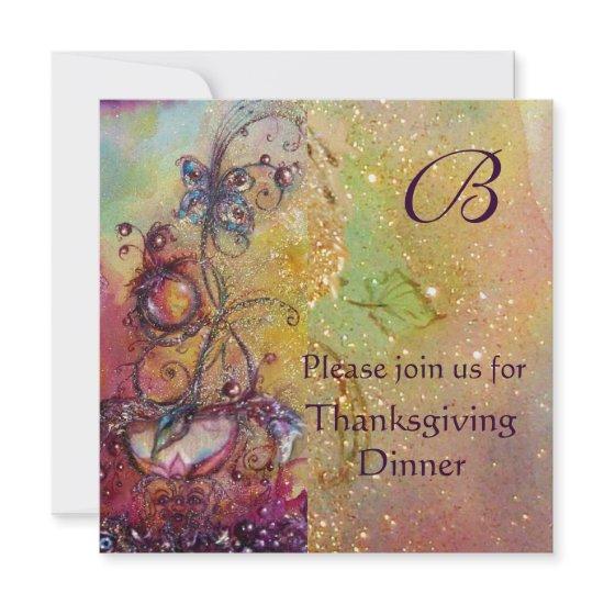 BUTTERFLY PLANT MONOGRAM Thanksgiving Dinner Pearl