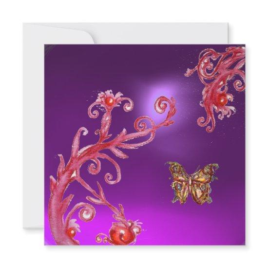 BUTTERFLY PURPLE AMETHYST bright pink red