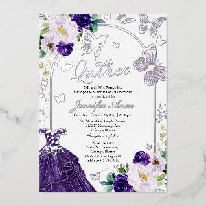 Butterfly Quince Dark Purple Dress Silver Foil