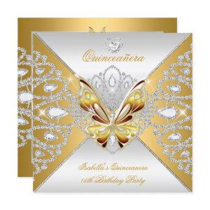 Butterfly Quinceanera 15th Party Gold Silver Tiara
